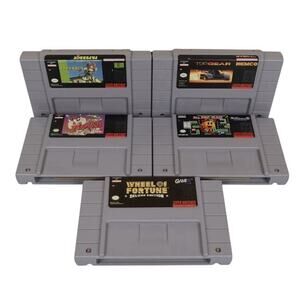 SNES Game Lot of 5 Good Condition TazMania, Paperboy, TopGear, Ms. PacMan, WOF